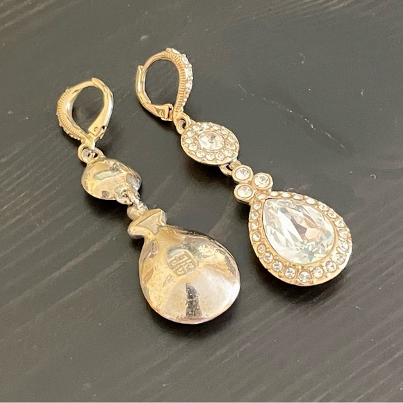 CZ Gold-plated Dangle Statement Earrings - Picture 2 of 5